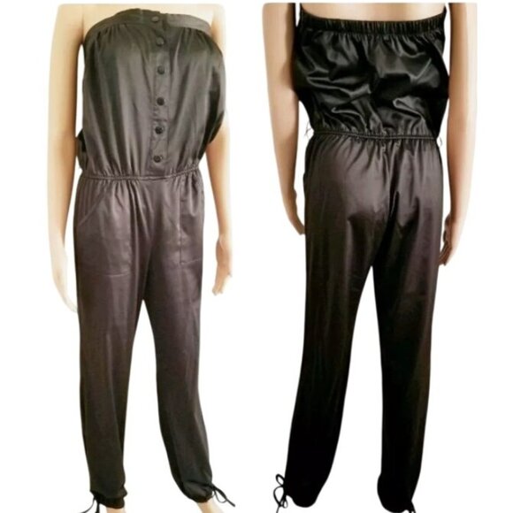 Twenty One Women's Black Strapless Button-Front Jumpsuit Size Medium - Picture 1 of 13